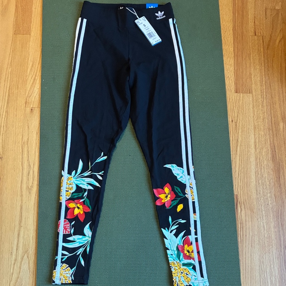Adidas Her Studio London Black Leggings with Floral Accents